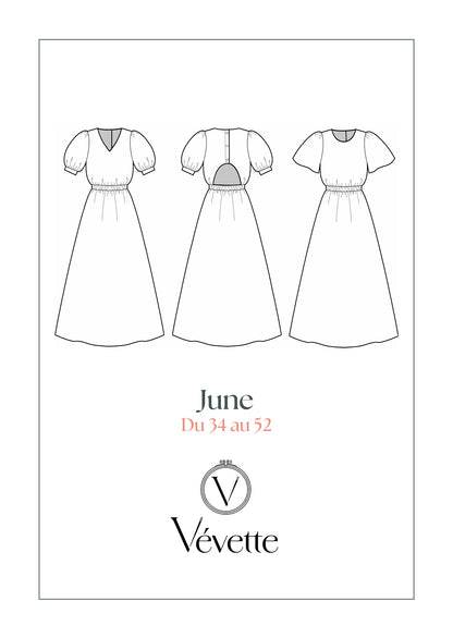 JUNE — Patron PDF Robe dos ouvert Femme | Vévette