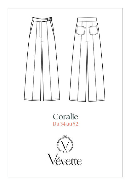 CORALIE — Patron Pochette Pantalon droit à découpes Femme | Vévette