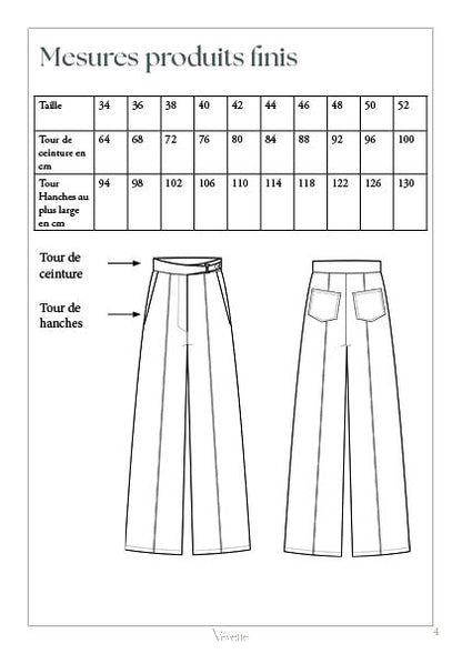 CORALIE — Patron Pochette Pantalon droit à découpes Femme | Vévette