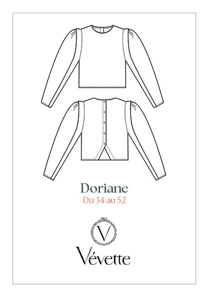 DORIANE — Patron PDF Blouse courte à dos boutonnée Femme | Vévette