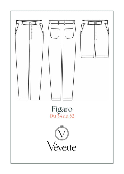 FIGARO — Patron Pochette Pantalon chino/bermuda Homme | Vévette