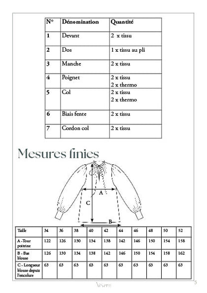HERMANCE — Patron PDF Blouse à plis Femme | Vévette