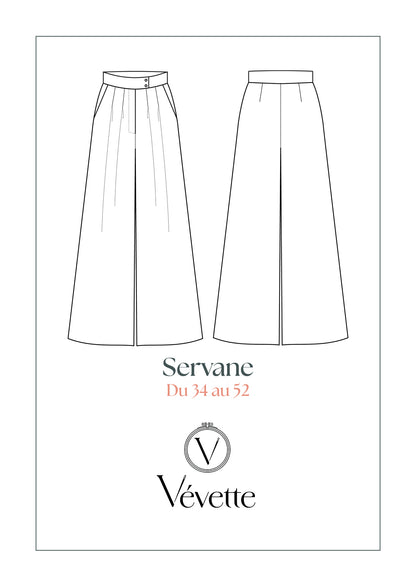 SERVANE — Patron PDF Pantalon à plis large Femme | Vévette