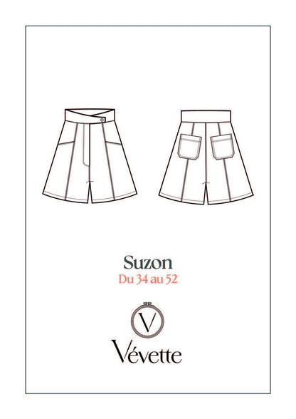 SUZON — Patron PDF Short à découpes Femme | Vévette