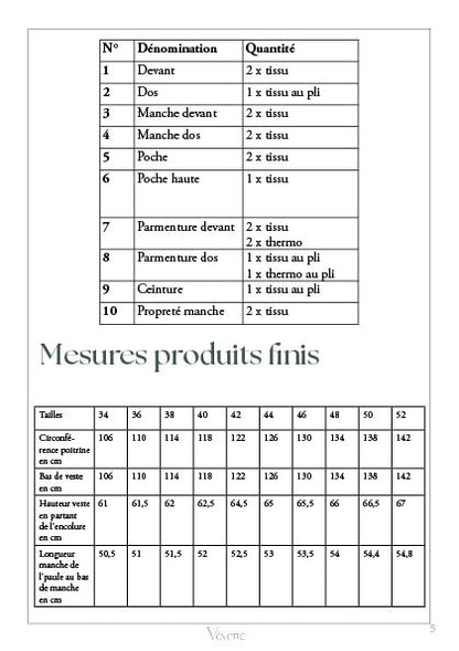 YÜNA — Patron  PDF veste à poches Femme | Vévette