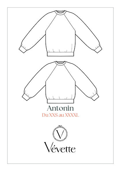 ANTONIN— Patron  PDF Sweat raglan Adultes | Vévette