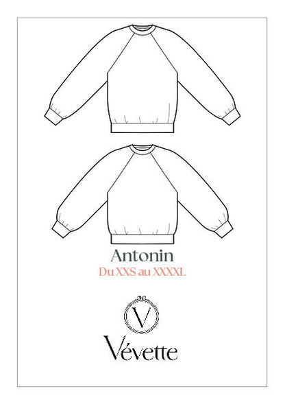 ANTONIN— Patron  PDF Sweat raglan Adultes | Vévette