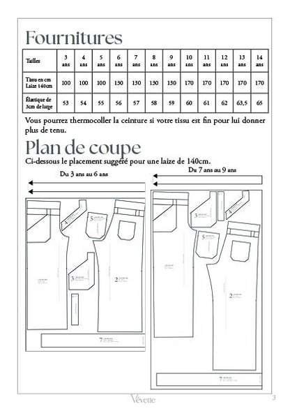 GABRIELLE KIDS— Patron PDF Pantalon large Enfants | Vévette