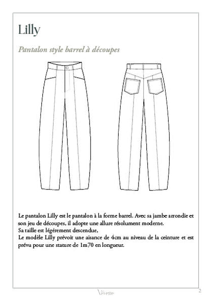 LILLY — Patron Pochette Pantalon Barrel Femme | Vévette