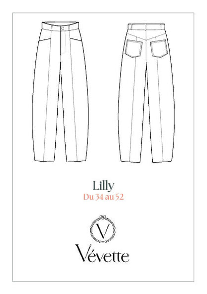LILLY — Patron PDF Pantalon Barrel Femme | Vévette