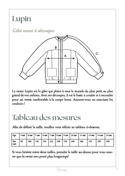 LUPIN KIDS— Patron PDF Sweat à découpes PDF Enfants | Vévette