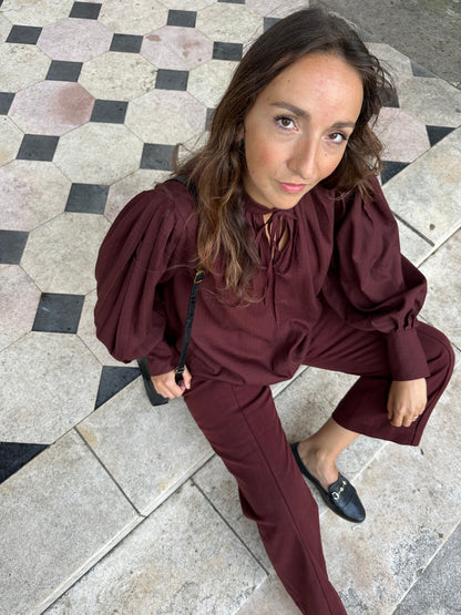 Patron de couture Hermance - Blouse à jeux de plis, vue d'en haut