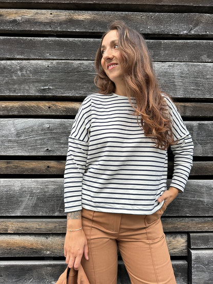 Patron de couture Marine et Coralie - T-shirt manche 3/4 et pantalon droit, vue de face